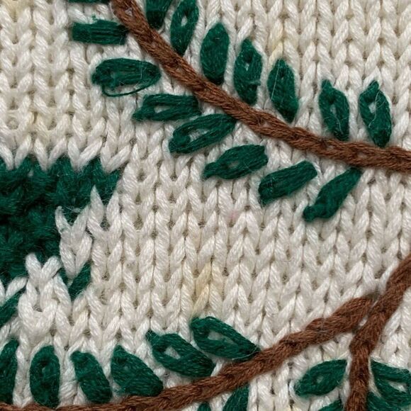 Vintage Bechamel Printed Knit Sweater Vest Winter Pine Cone Knit Sweater Zip Up - Picture 10 of 11